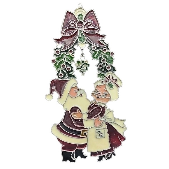 Kurt Adler Other - Vintage Kurt S Adler 12" Santa and Mrs Claus Stained Glass Window Hanging 1979